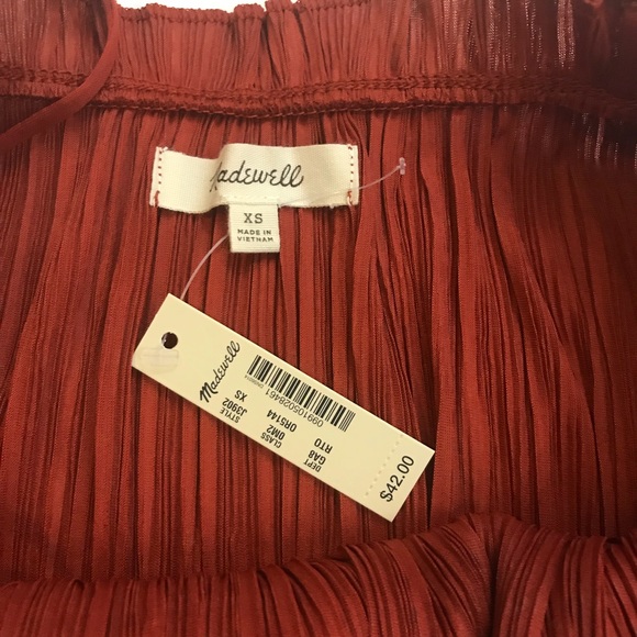 NWT Madewell Nicole Pleated Ruffle Tank- orange - Picture 6 of 7